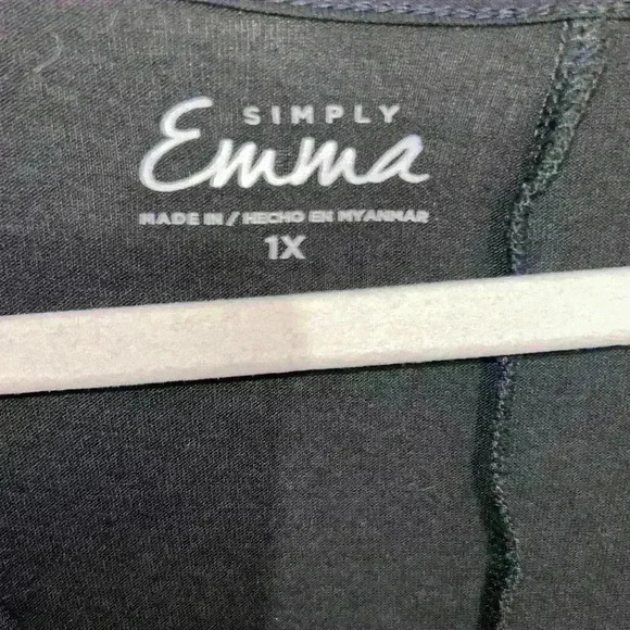 Simply Emma Ladies Plus Knit Top Black Size 1X  Pleated Asymmetrical - Picture 4 of 6